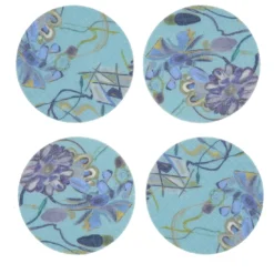 Set di 8 sottobicchieri rivestiti in azzurro Bouquet