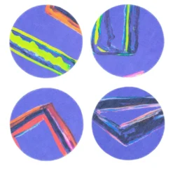 Set di 8 sottobicchieri rivestiti con forme spaziali in viola
