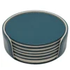 Set di 6 sottobicchieri rotondi Mondrian Amalfi Blue e Luna White