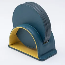 Set di 6 sottobicchieri rotondi Dalì Soft Blu Amalfi e Giallo Cedro