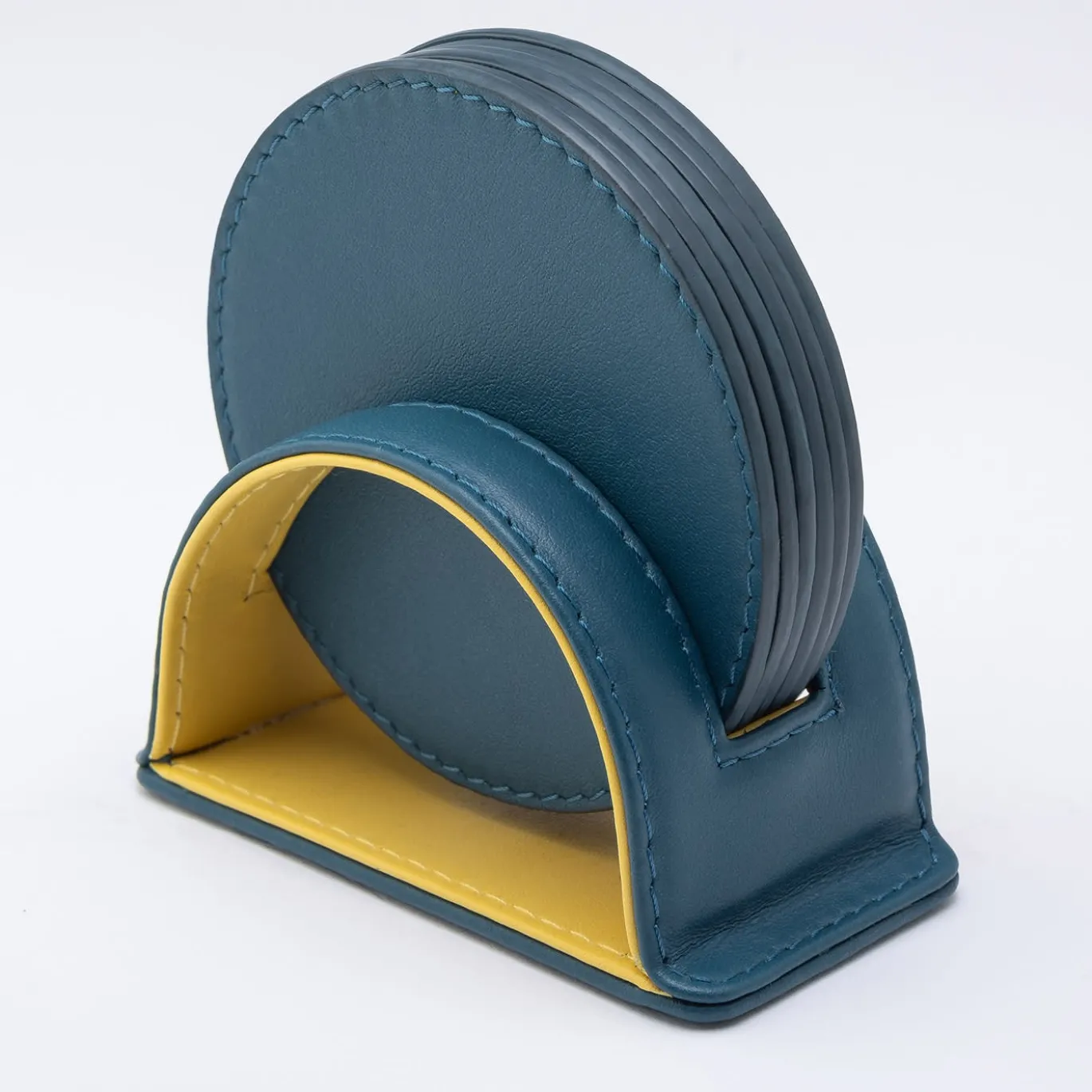Set di 6 sottobicchieri rotondi Dalì Soft Blu Amalfi e Giallo Cedro