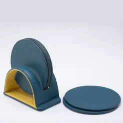 Set di 6 sottobicchieri rotondi Dalì Soft Blu Amalfi e Giallo Cedro