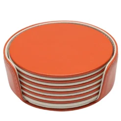 Set di 6 sottobicchieri rotondi Mondrian Spritz Orange e Luna White