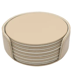 Set di 6 sottobicchieri rotondi Mondrian Cappuccino Beige e Luna White