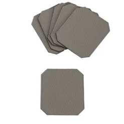 Set di 6 sottobicchieri Soft Suite Del Monte in pelle grigio Luna
