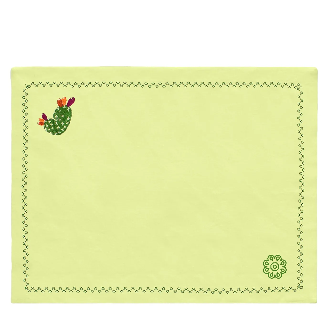 Set di 4 sottopiattti in lino giallo con cactus mediterranei