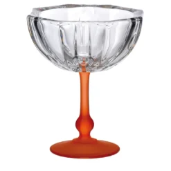 Set di 6 tazze a stelo Milano trasparenti e arancioni