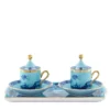 Set di 2 Tazze da Caffè con Coperchi e Vassoio Oriente Italiano Iris
