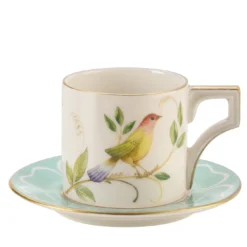 Set di 2 tazze da caffè con piattino Jolie in porcellana