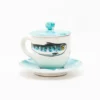 Set di 4 tazze da caffè Controcorrente in ceramica con coperchio e piattino #2