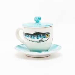 Set di 4 tazze da caffè Controcorrente in ceramica con coperchio e piattino #2