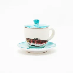 Set di 4 tazze da caffè Controcorrente in ceramica con coperchio e piattino #2