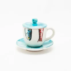 Set di 4 tazze da caffè Controcorrente in ceramica con coperchio e piattino