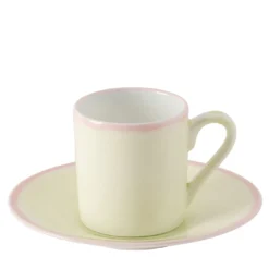 Set di 4 tazze da caffè dritte Murrine verdi e piattini
