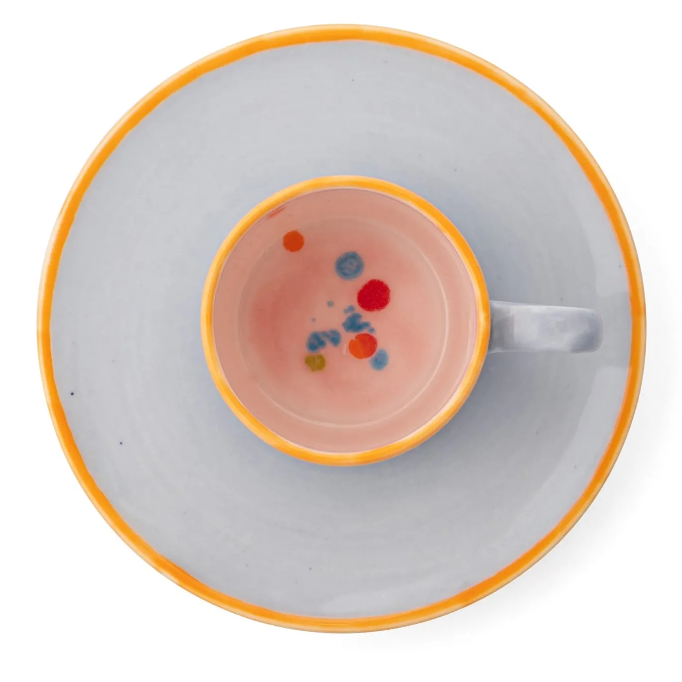Set di 4 tazze da caffè dritte Murrine grigie e piattini