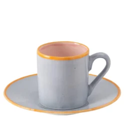 Set di 4 tazze da caffè dritte Murrine grigie e piattini