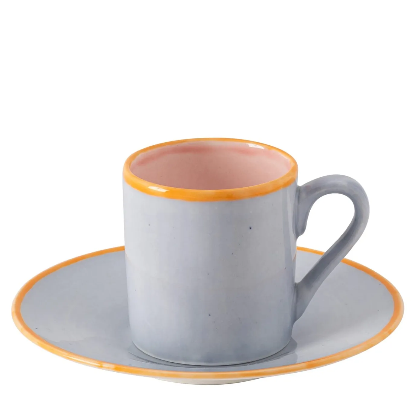 Set di 4 tazze da caffè dritte Murrine grigie e piattini