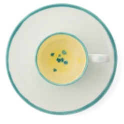Set di 4 tazze da caffè dritte Murrine gialle e piattini