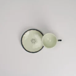 Set di 4 tazze da caffè e piattini in ceramica Monogram Verde Velluto Botanico