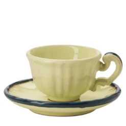 Set di 4 tazze da caffè e piattini in ceramica Monogram Vaniglia Imperiale