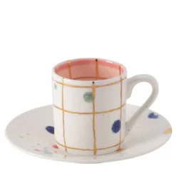 Set di 2 tazze da caffè e piattini quadrati Palm Beach #1