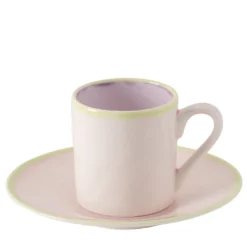 Set di 4 tazze da caffè Murrine lilla e piattini