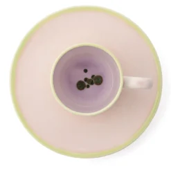Set di 4 tazze da caffè Murrine lilla e piattini