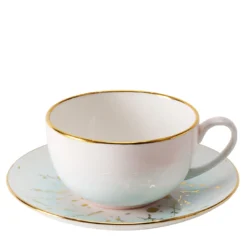 Set di 2 tazze da cappuccino Spighe di Grano azzurre con piattini