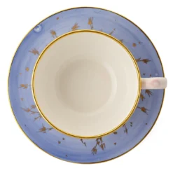 Set di 2 tazze da cappuccino Spighe di Grano blu con piattini