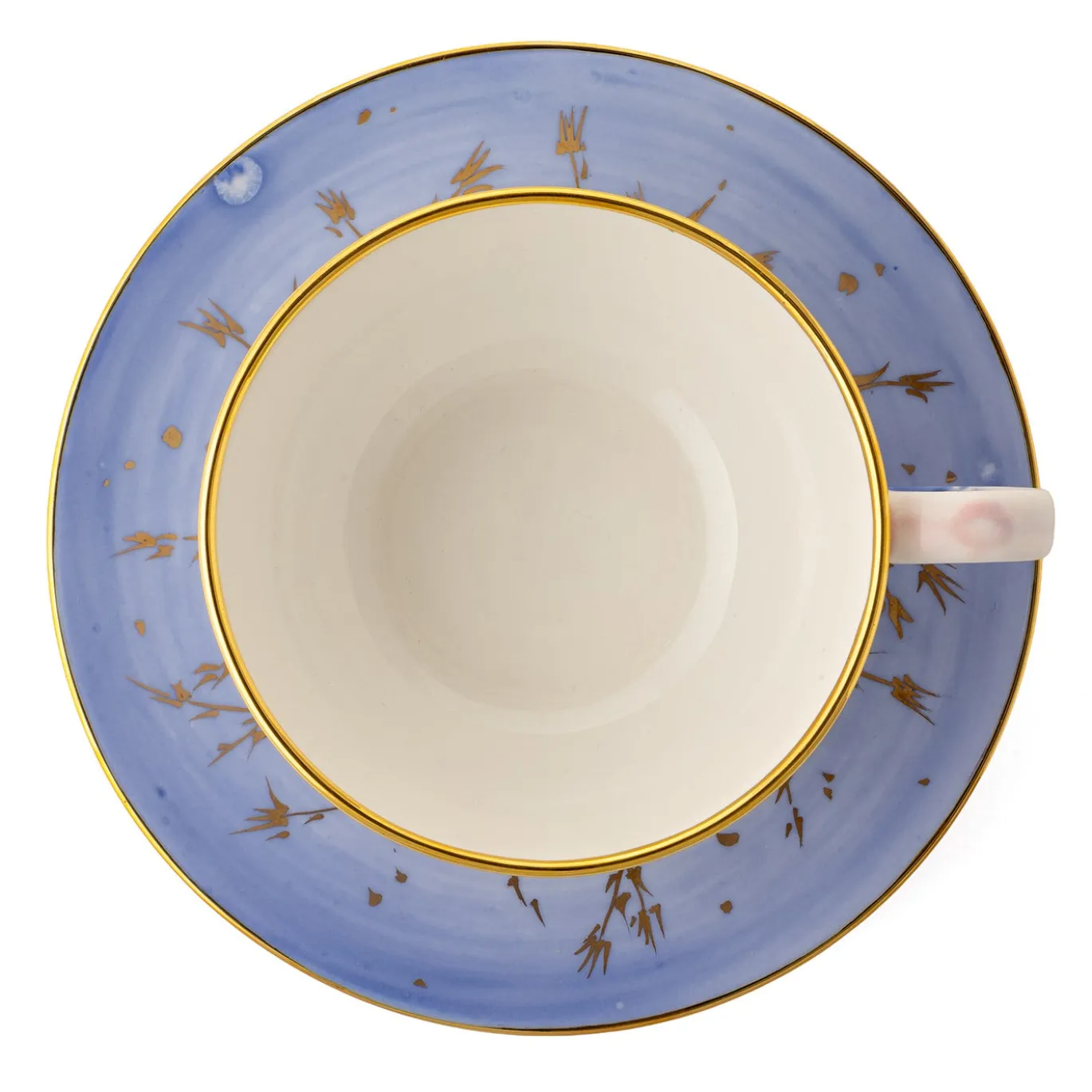 Set di 2 tazze da cappuccino Spighe di Grano blu con piattini