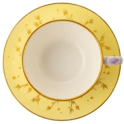 Set di 2 tazze da cappuccino Spighe di Grano gialle con piattini