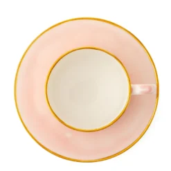 Set di 2 tazze da tè Alpine in porcellana rosa con piattini