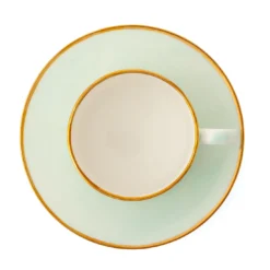 Set di 2 tazze da tè Alpine in porcellana color menta con piattini