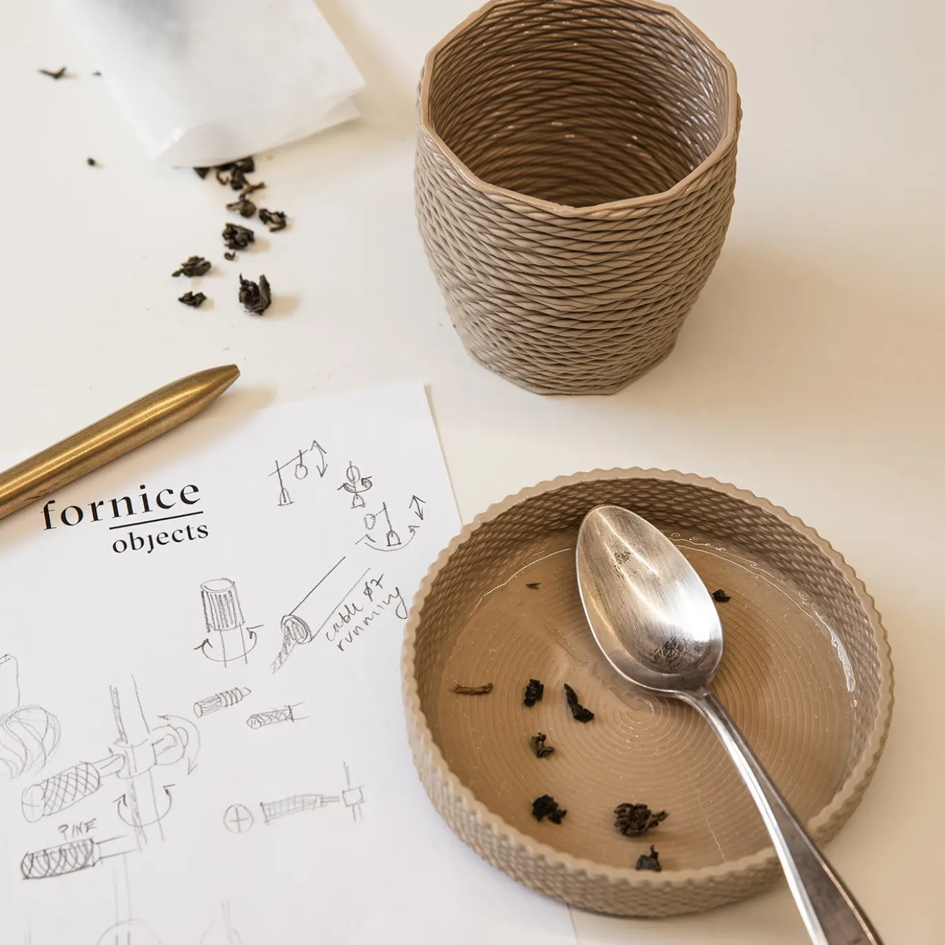 Set di 4 tazze da tè beige in liquirizia