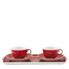 Set di 2 Tazze da T� con Vassoio Oriente Italiano Rubrum in Porcellana Rossa