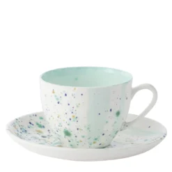 Set di 2 tazze da tè e piattini in marmo blu