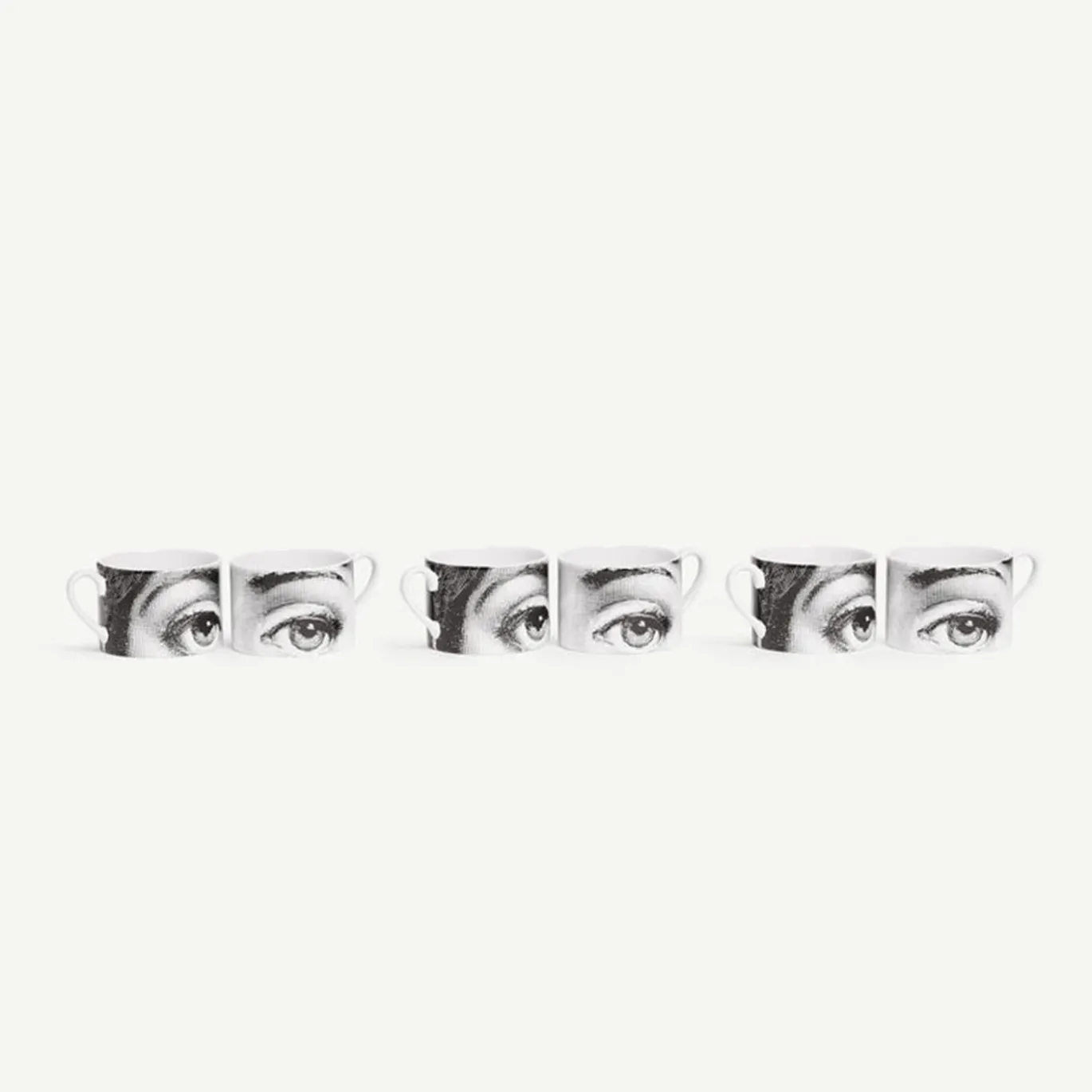 Set di 6 Tazze da T� Tema e Variazioni n.1 in Porcellana Bianca