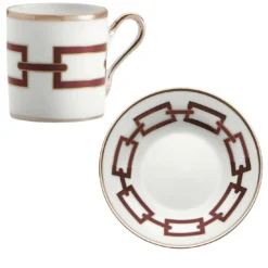 Set di 2 tazze e piattini da caffè espresso Catene Scarlatto di Gio Ponti