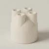 Set di 4 tazze e piattini scultorei UUUUccio in ceramica lucida bianca
