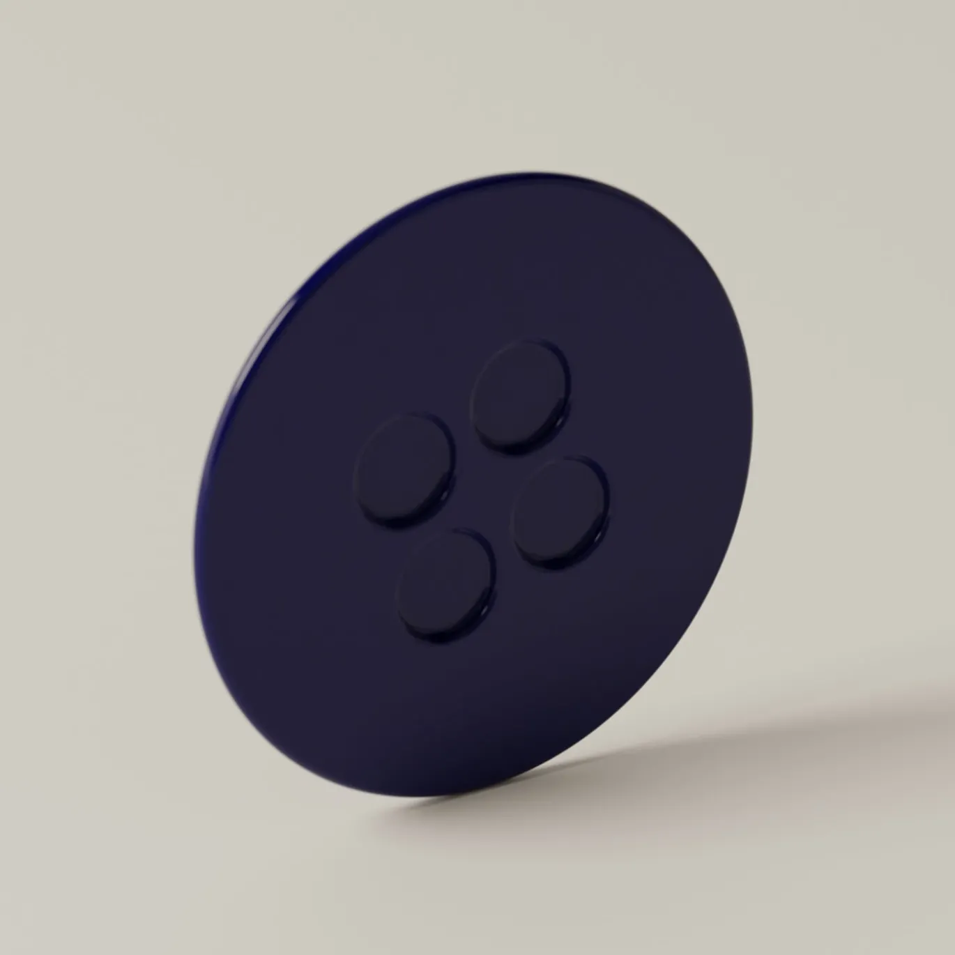 Set di 4 Tazze e Piattini Scultorei UUUUccio in Ceramica Lucida Cobalto