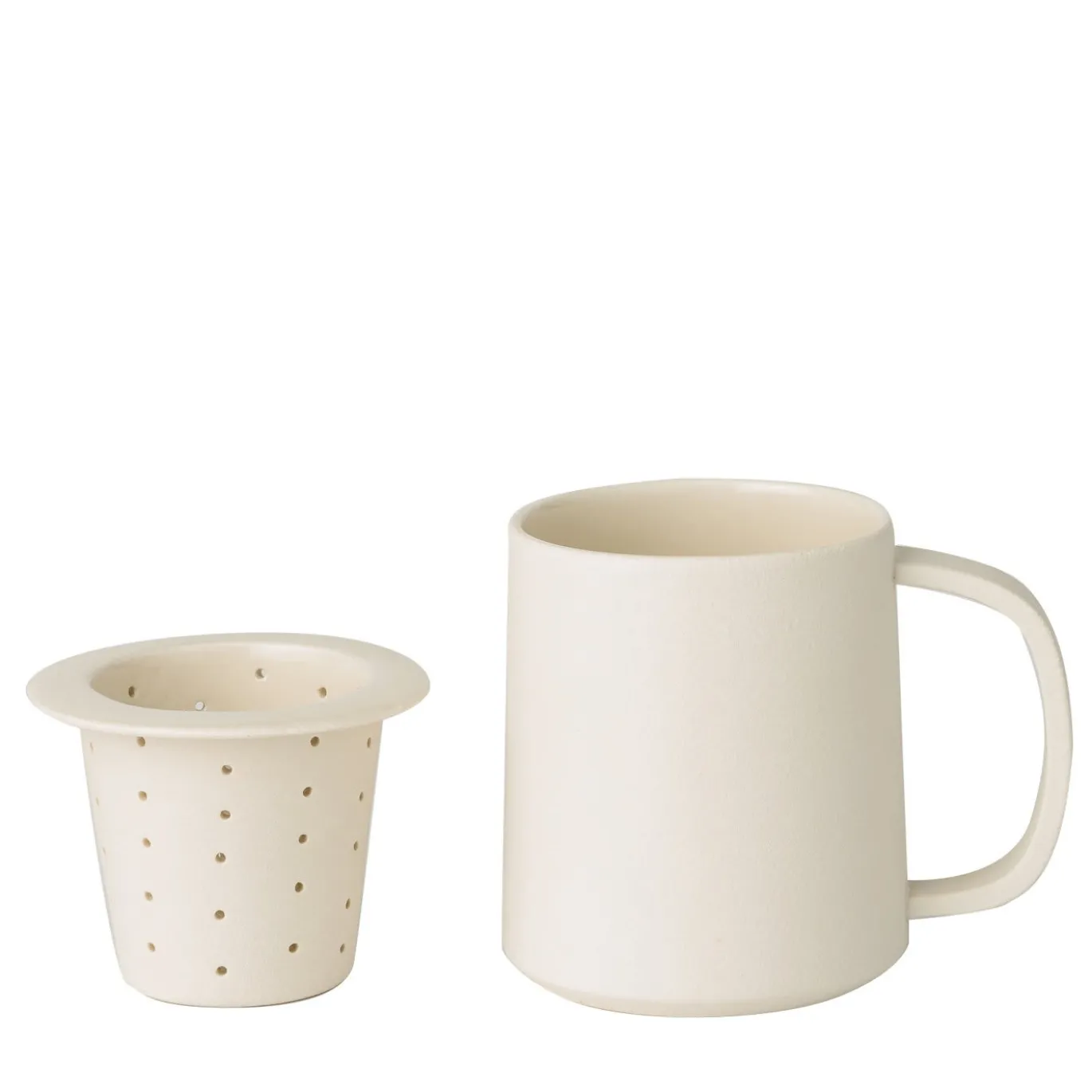 Set di 2 tazze in ceramica bianca con due infusori