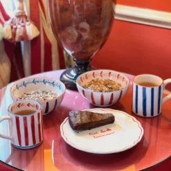 Set di 6 tazze in ceramica rosse e blu