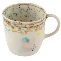 Set di 2 Tazze in Porcellana Dafne con Decorazioni in Foglia d'Oro