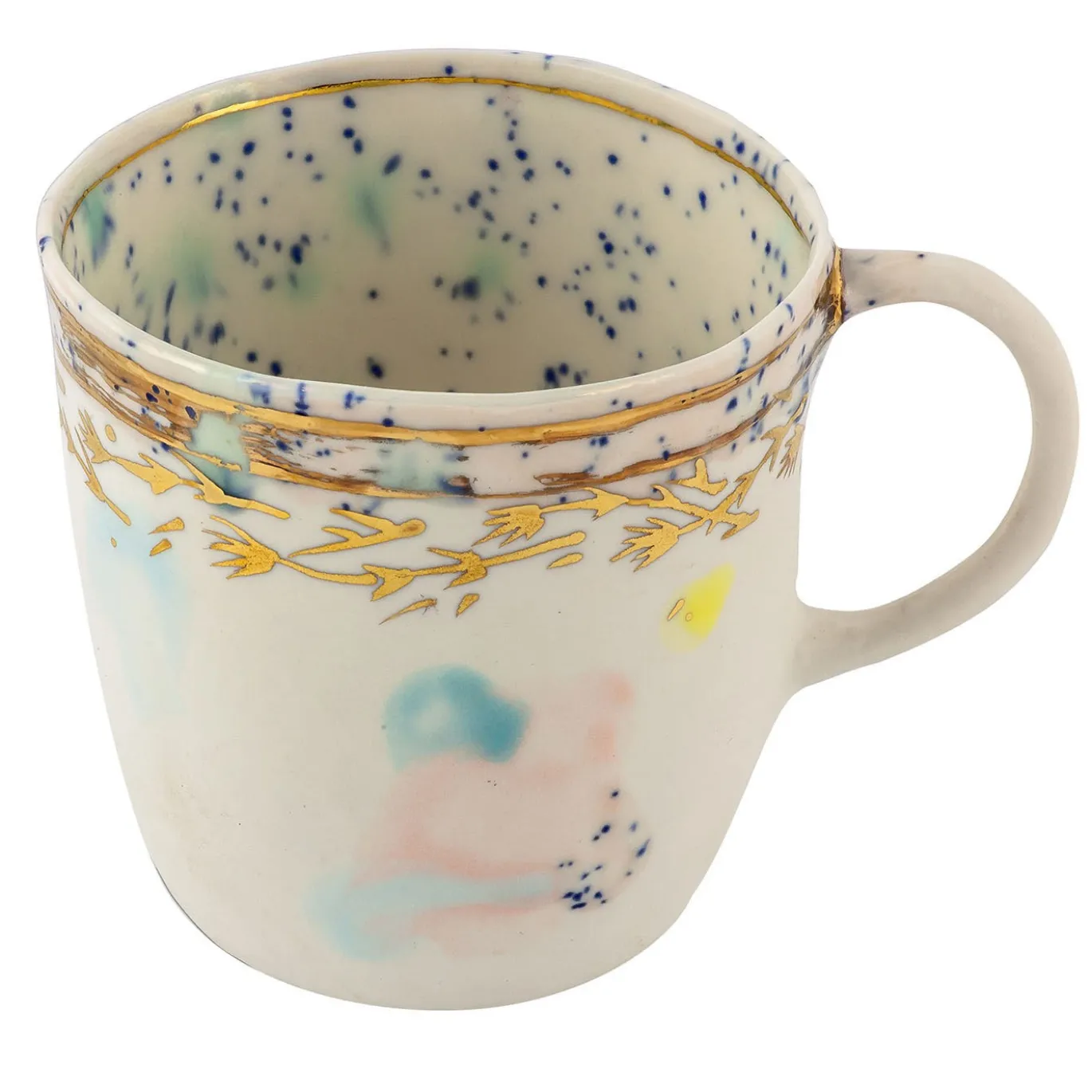 Set di 2 Tazze in Porcellana Dafne con Decorazioni in Foglia d'Oro