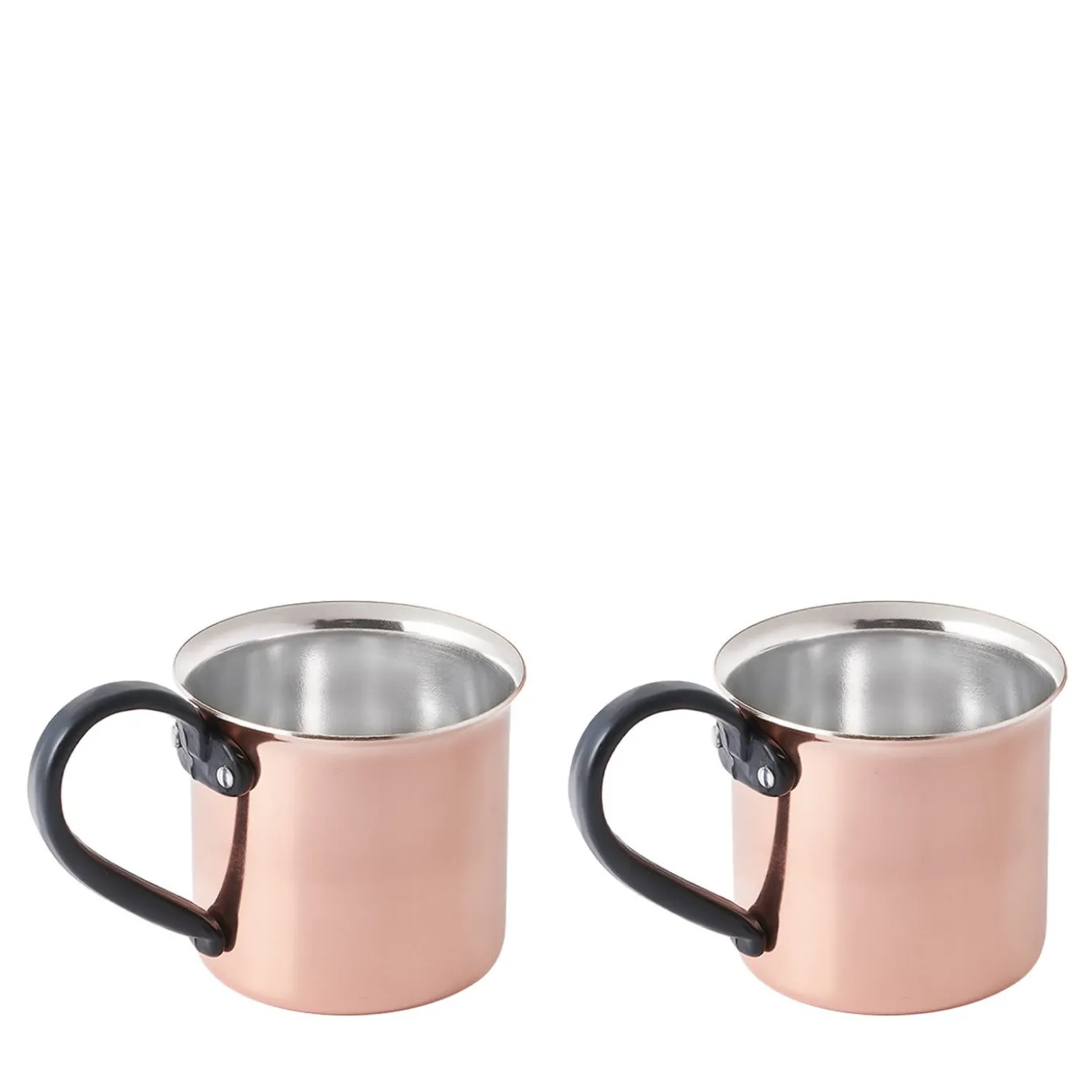 Set di 2 tazze in rame con manici neri
