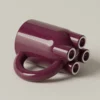Set di 4 tazze scultoree mUUUUg in ceramica lucida viola