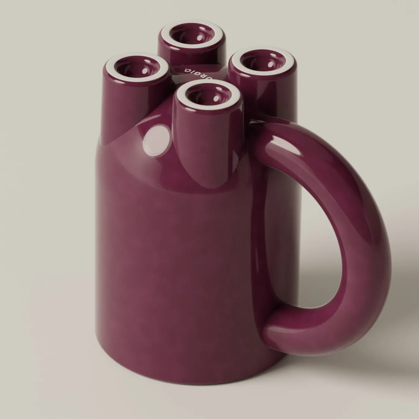 Set di 4 tazze scultoree mUUUUg in ceramica lucida viola