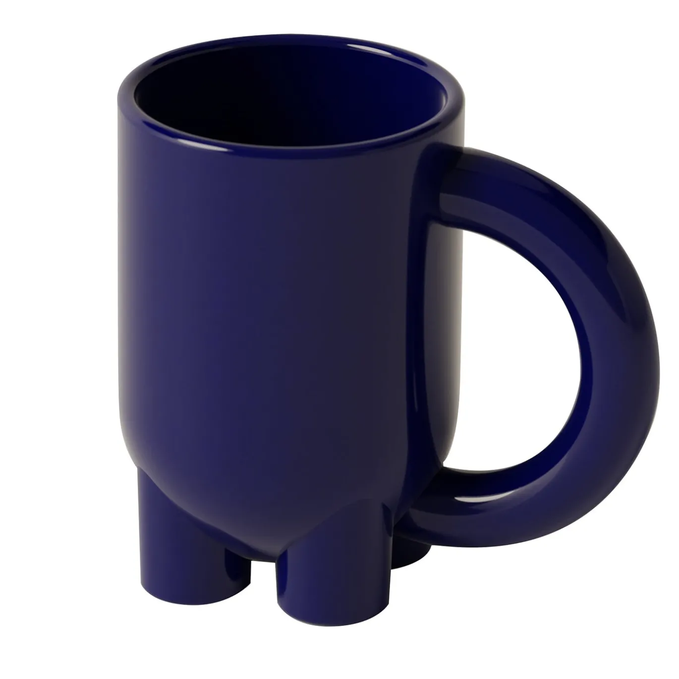 Set di 4 tazze scultoree mUUUUg in ceramica lucida blu