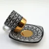 Set di 2 tazzine da caffè con motivo geometrico e dettagli in oro 24K