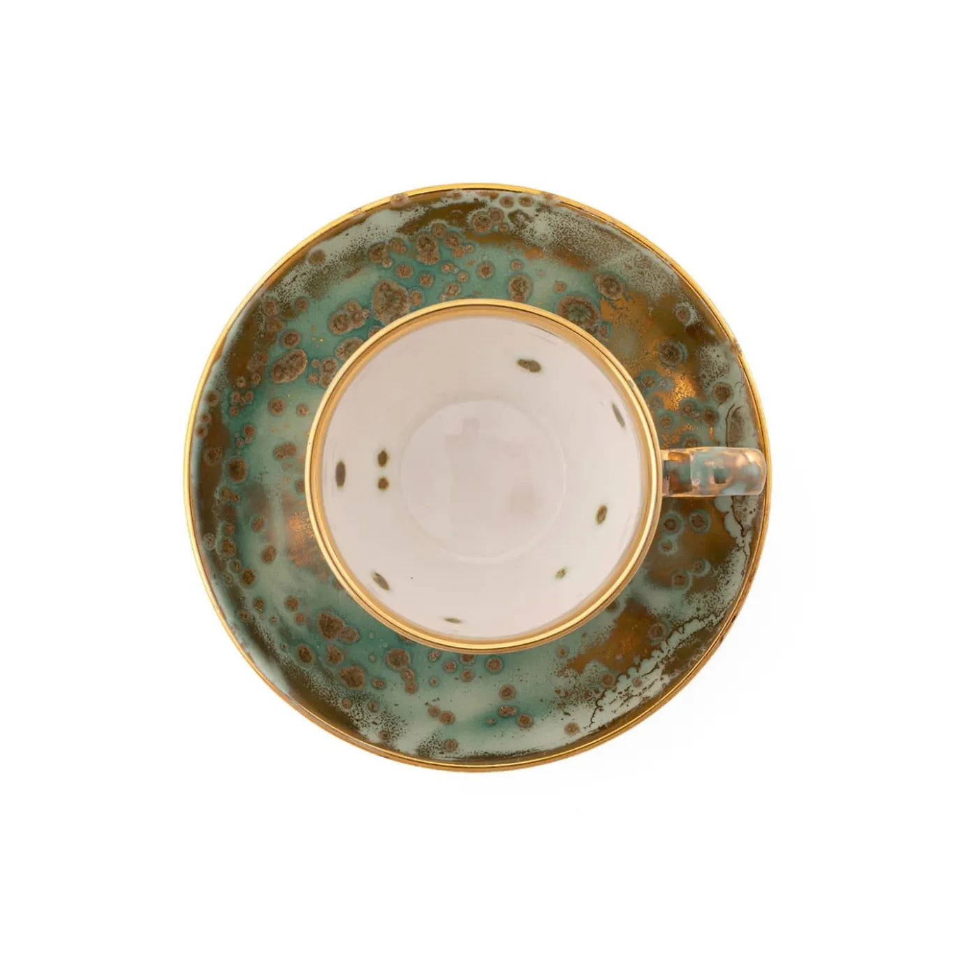 Set di 2 Tazzine da Caff� con Piattino Michelangelo in Ceramica Verde
